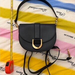 Charles & Keith Gabine Saddle Bag Medium with Crossbody Straps Gold Hardware